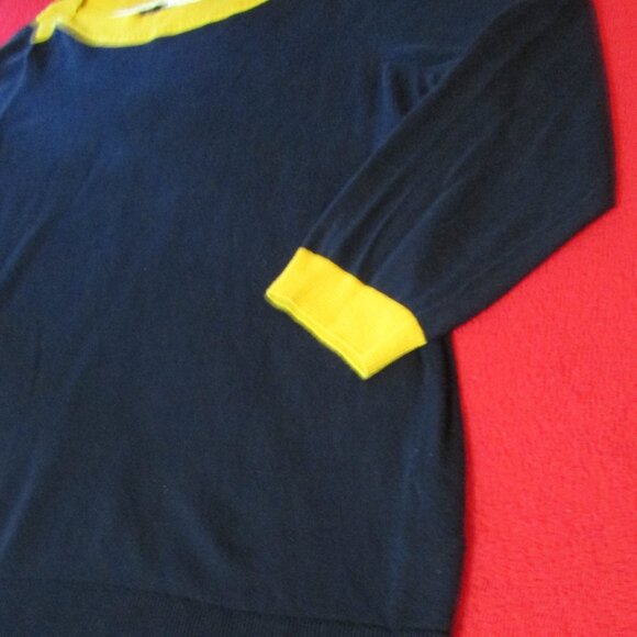 Boden Navy & Yellow Lightweight Sweater / Top  Soft Stretch - Picture 2 of 5